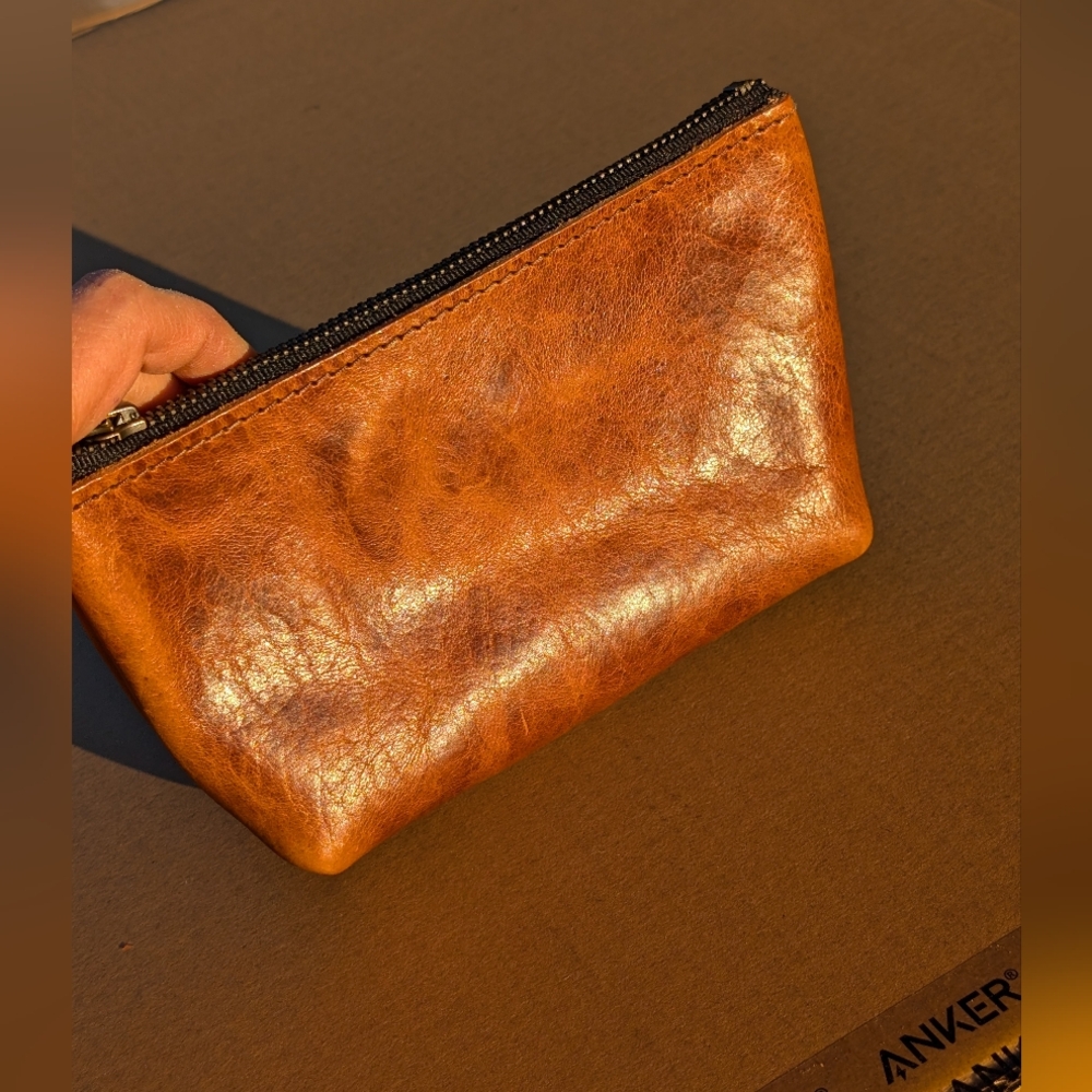 💥Go Forth Goods Gusset Pouch Peanut Bison USA made d-rings crossbody NO STRAP